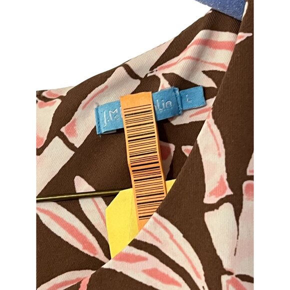 J.McLaughlin Brown/Pink Bamboo Grove Catalina Cloth Dress Women's Size Large Exc - Picture 5 of 5